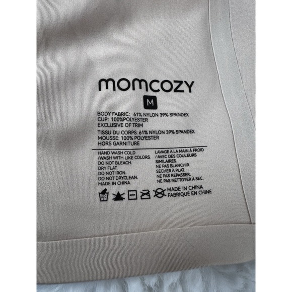 New Momcozy Nursing Bra Size Medium Beige Nude  Seamless Padded Maternity Clips - Picture 7 of 9